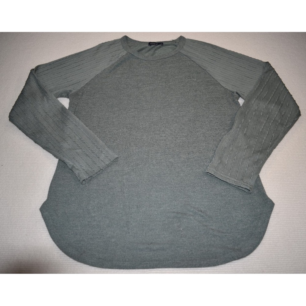 Sampeel Blouse Women's Medium Long Sleeve Crew Neck Lightweight Green Knit